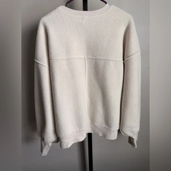 Pilcro by Anthropologie Sherpa Sweatshirt in Cream Teddy - Picture 2 of 3